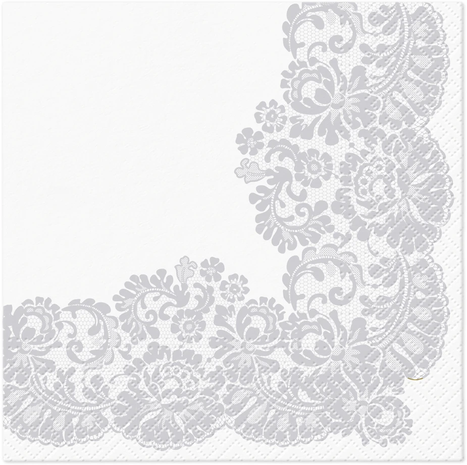 Paw Lacy Frame Sidabrinės popierinės servetėlės 33 x 33 cm 20 vnt