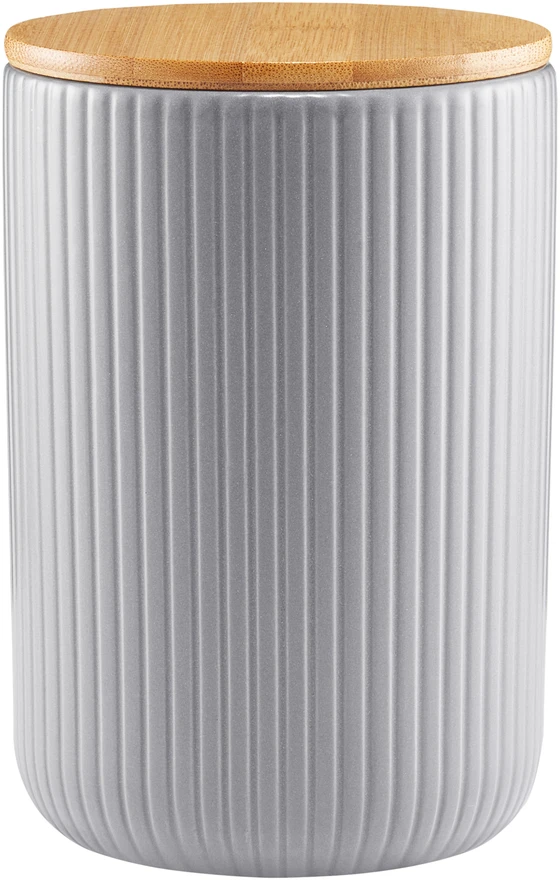 Keraminis maisto laikymo indelis AMBITION CURLY, su bambukiniu dangt., pilkos sp., 0,85 L