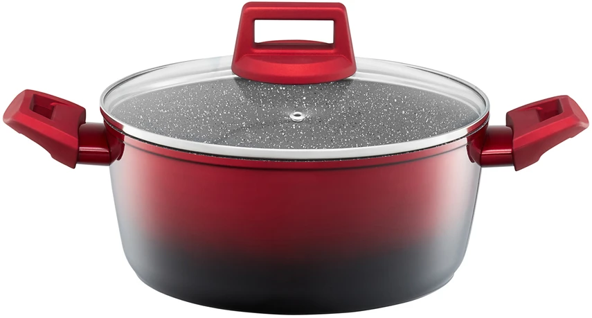 Puodas aluminiowy su dangteliu Ombre Raudona 24 cm 4,3 l AMBITION