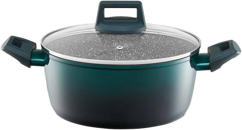 Puodas aluminiowy su dangteliu Ombre Žalias 24 cm 4,3 l AMBITION
