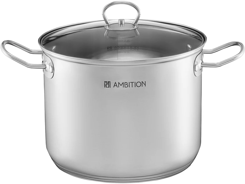 Puodas aukštas ze stali nierdzewnej su dangteliu Acero 30 cm AMBITION