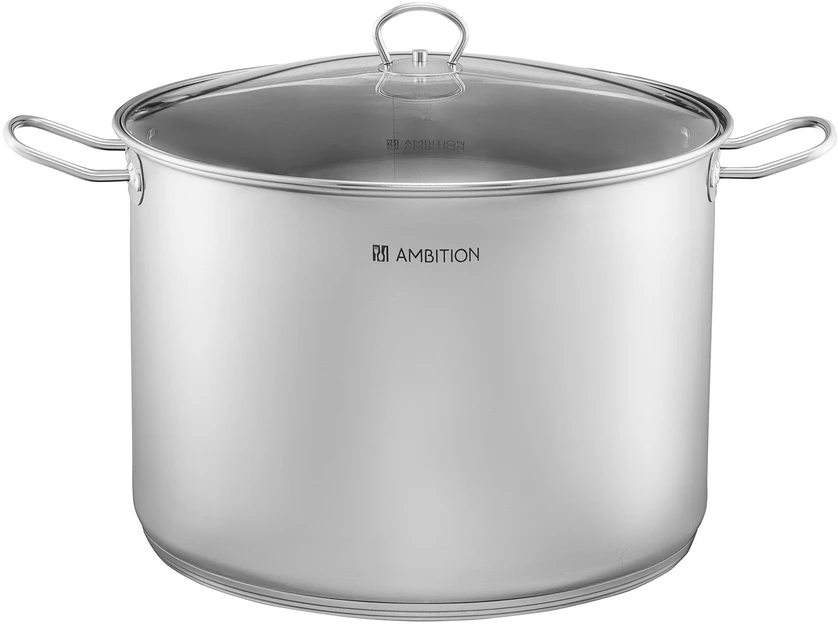 Puodas aukštas ze stali nierdzewnej su dangteliu Acero 32 cm AMBITION