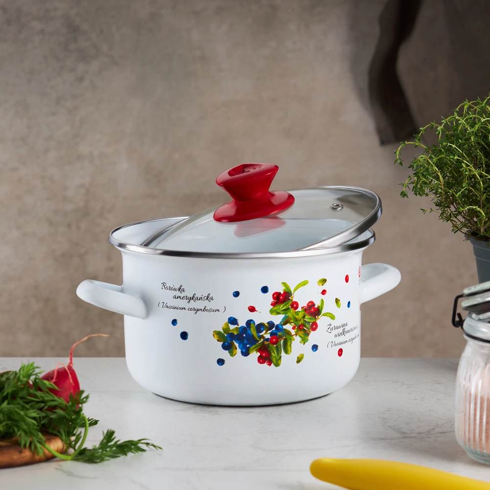 Emaliuotas puodas su dangteliu Blueberry 16 cm 2 l EMALIA OLKUSZ
