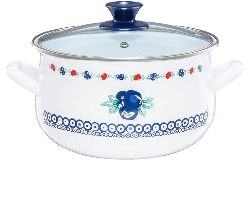 Puodas emaliowany su dangteliu Kalina 18 cm 2,9 l EMALIA OLKUSZ