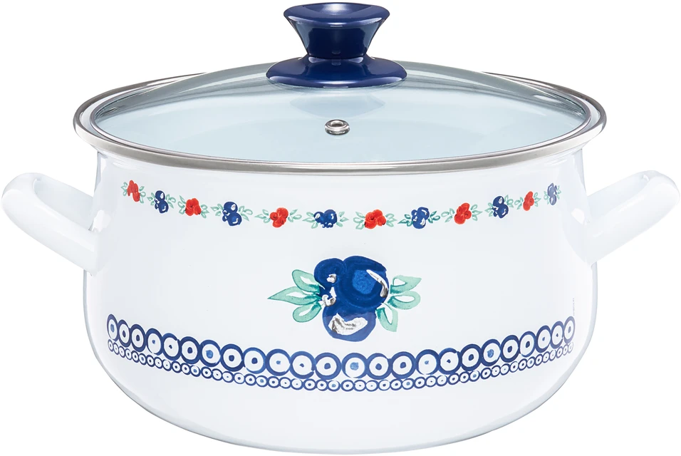 Puodas emaliowany su dangteliu Kalina 22 cm 5 l EMALIA OLKUSZ