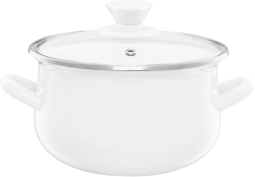 35069 Puodas emaliowany su dangteliu Pyza kreminė 20 cm 3,8 l EMALIA OLKUSZ
