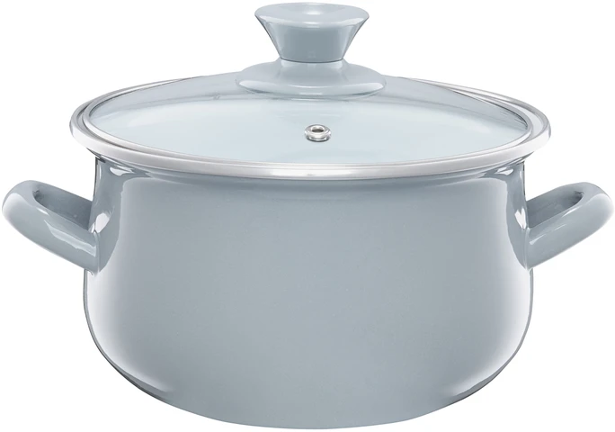 Puodas emaliowany su dangteliu Pyza pilka 14 cm 1,25 l EMALIA OLKUSZ