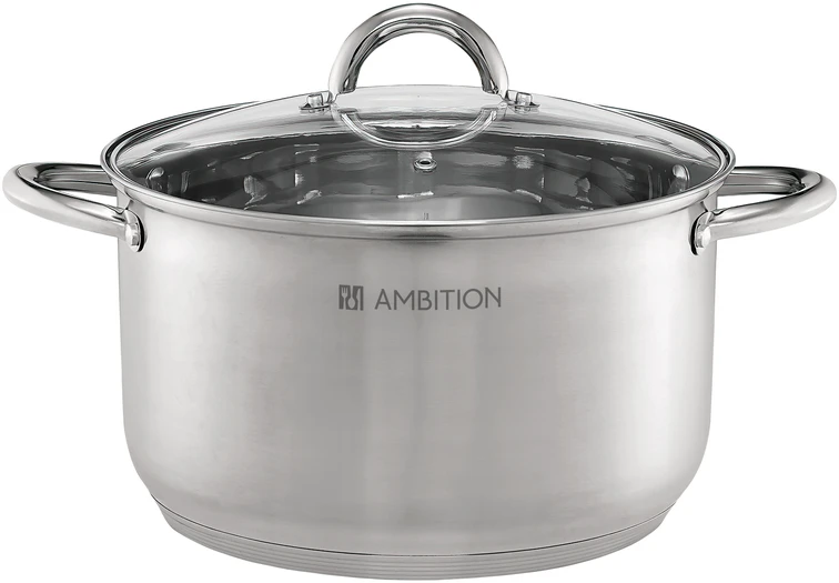 AMBITION SAULĖS PUODAS SU DANGIU 20 CM 3,5 L NERŪDIJANČIO PLIENO INDUKCIJA