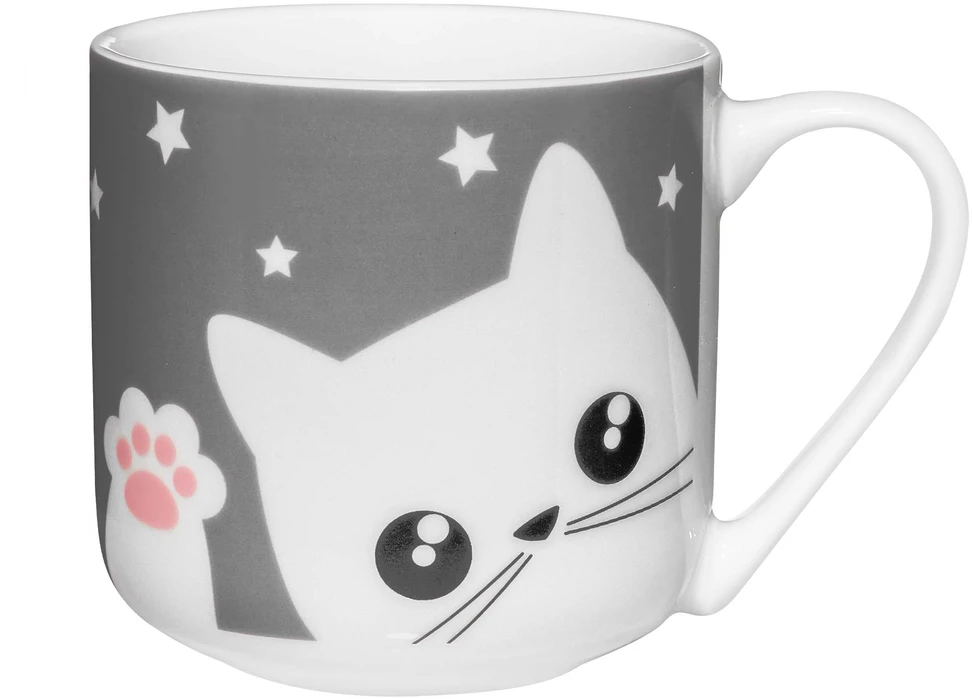 Puodelis 440 ml Kitty pilkas AMBITION