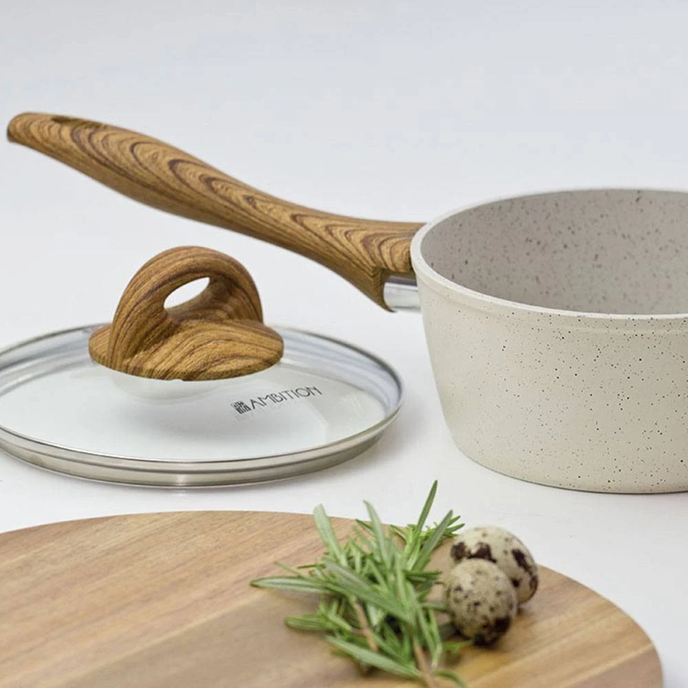 Puodų, keptuvių ir įrankių rinkinys AMBITION su Pfluon Cookmark™ Nature danga, 15 vnt.
