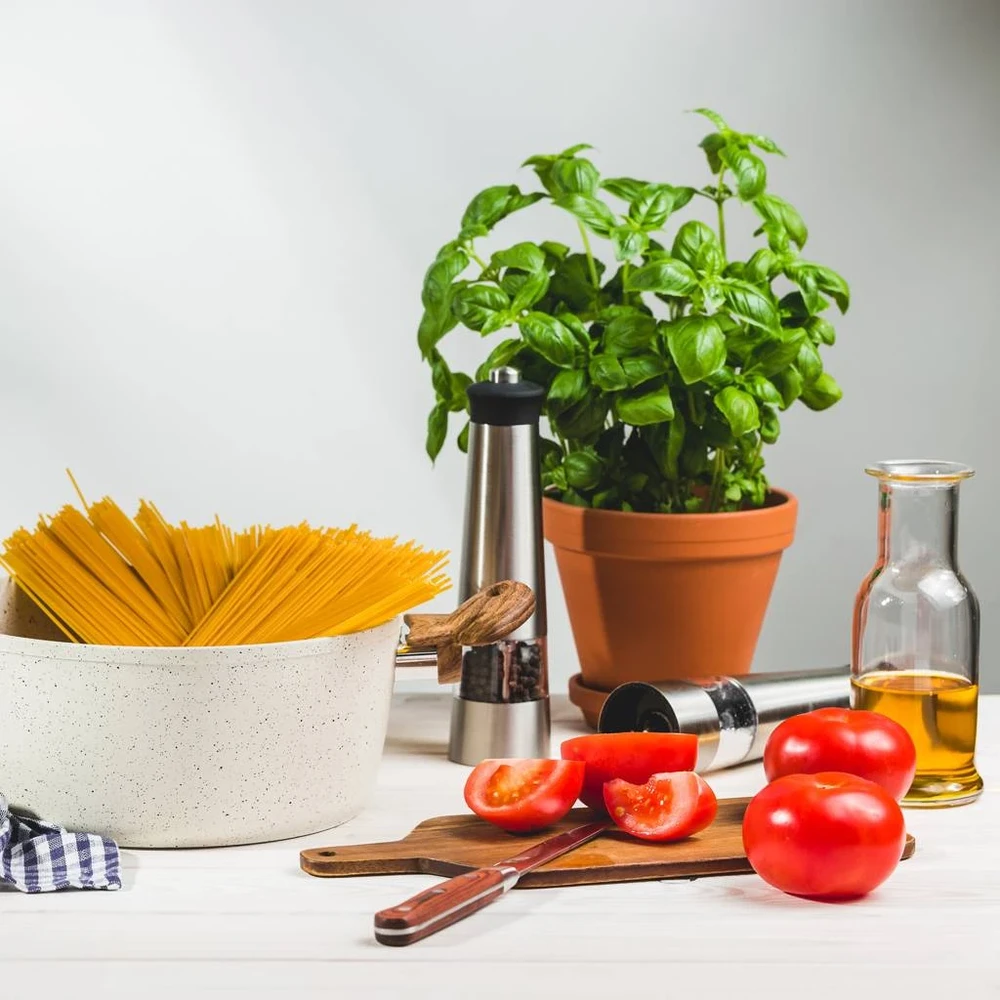 Puodų, keptuvių ir įrankių rinkinys AMBITION su Pfluon Cookmark™ Nature danga, 15 vnt.