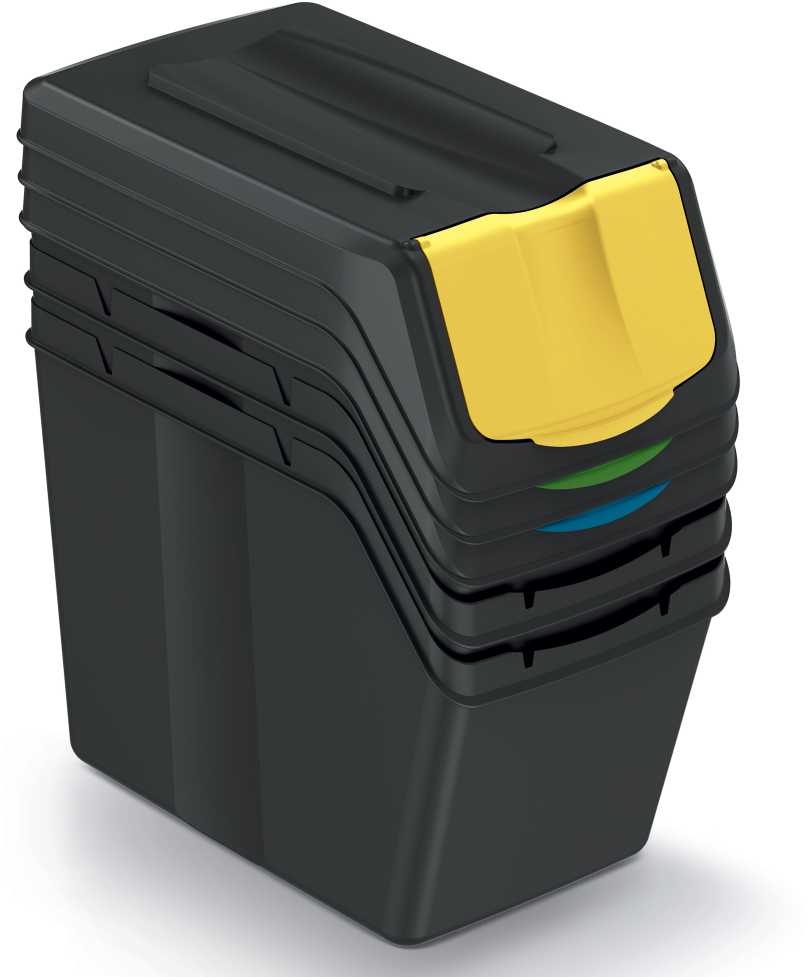 Prosperplast SORTIBOX atliekų rūšiavimo šiukšliadėžių rinkinys, 3x20L (ISWB20S3-S411)