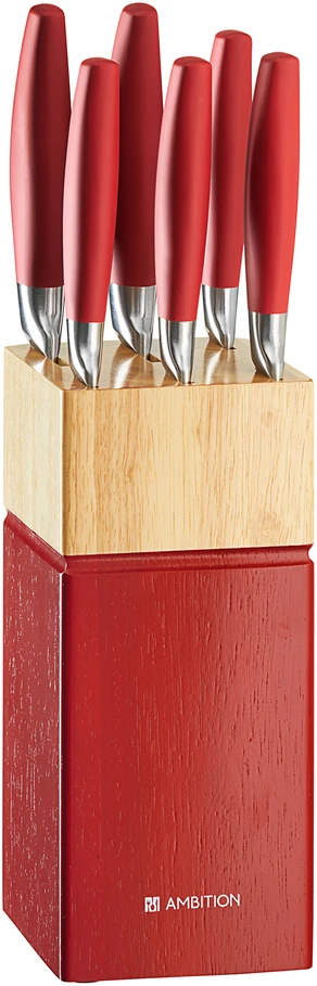 Dajar Rinkinys Wooden Block Ombre Peilis 7- Item Raudon AMBITION