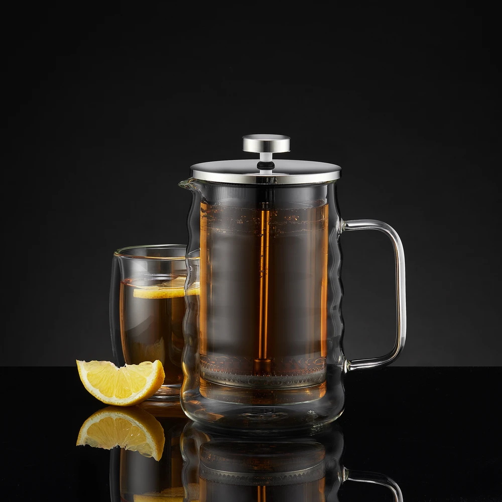 Ripple French press stiklinis kavinukas su citrina