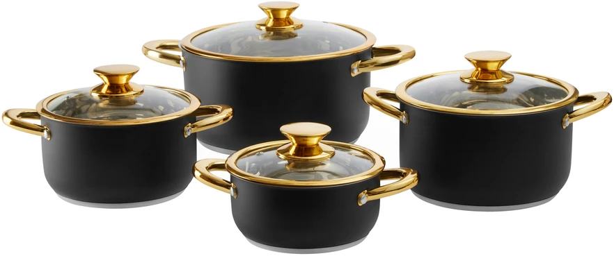 Royal Steel 8 dalių AMBITION nerūdijančio plieno puodų rinkinys
