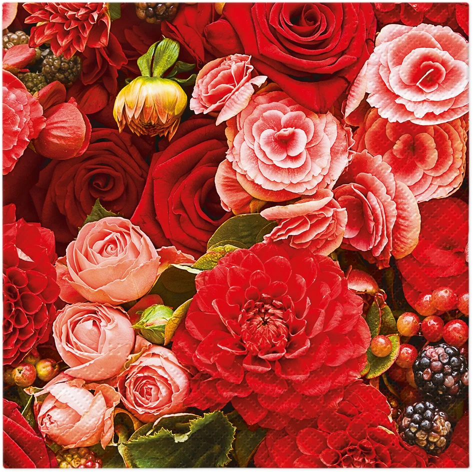 Paw Raudon Bouquet popierinės servetėlės 33 x 33 cm 20 vnt. POVAS