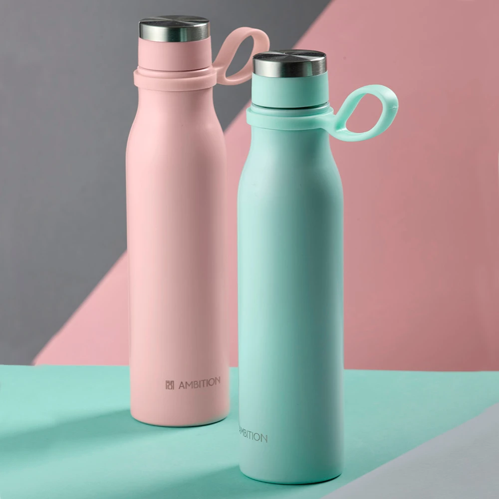 Šilkinis nerūdijančio plieno termo buteliukas 480 ml mėtų AMBITION