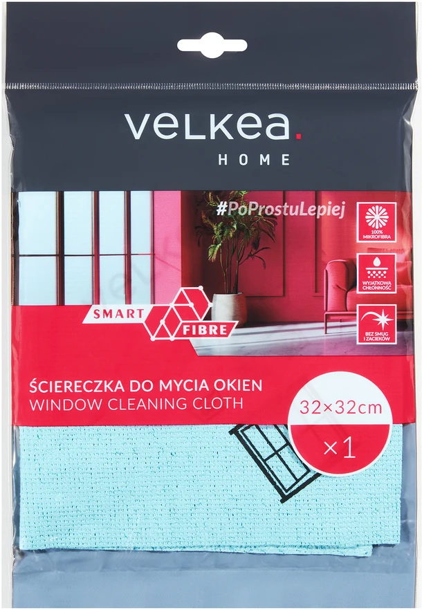 Šluostė do mycia okien su mikrofibry Smart Fibre 32 x 32 cm VELKEA