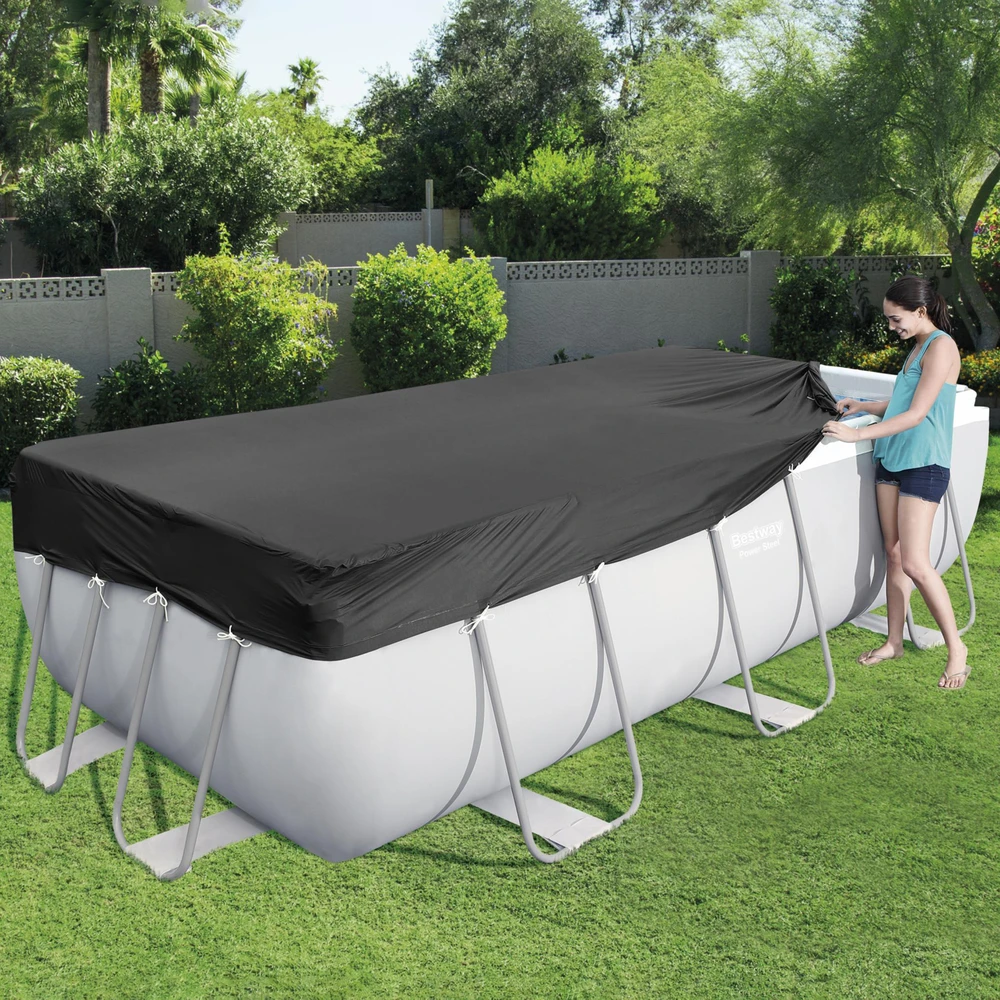 Bestway® PVC baseino uždangalas 396 x 185 cm, juodas, kvadratinis