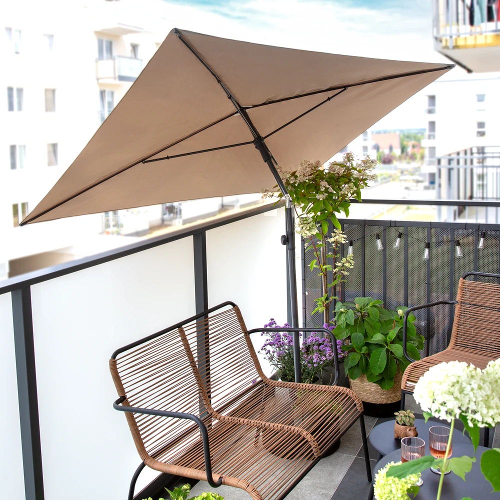 Stačiakampis balkono skėtis 2,1 x 1,4 m taupe PATIO