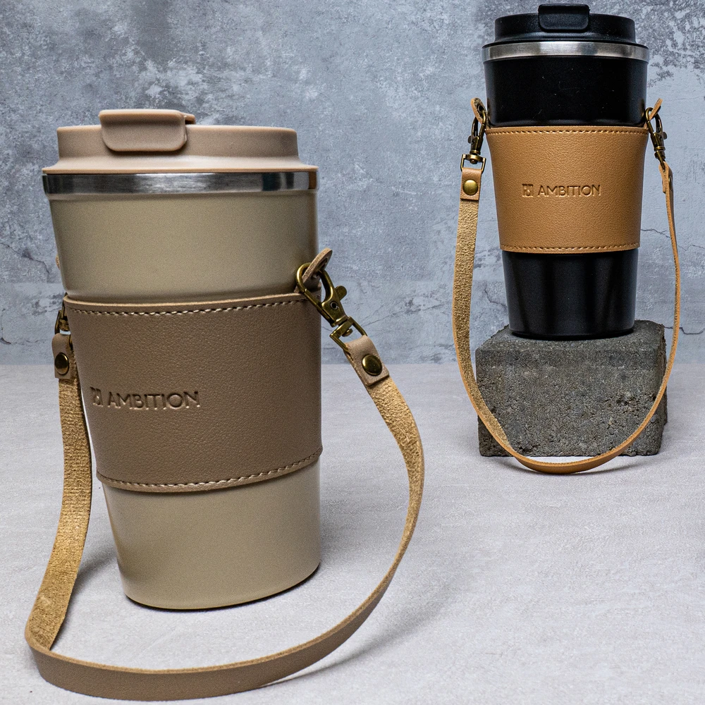 Termo puodelis su paskiem Camel 500 ml ruda-juoda AMBITION
