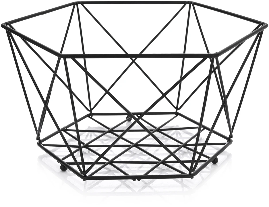 Juodas metalinis vaisių krepšelis, 29 cm
