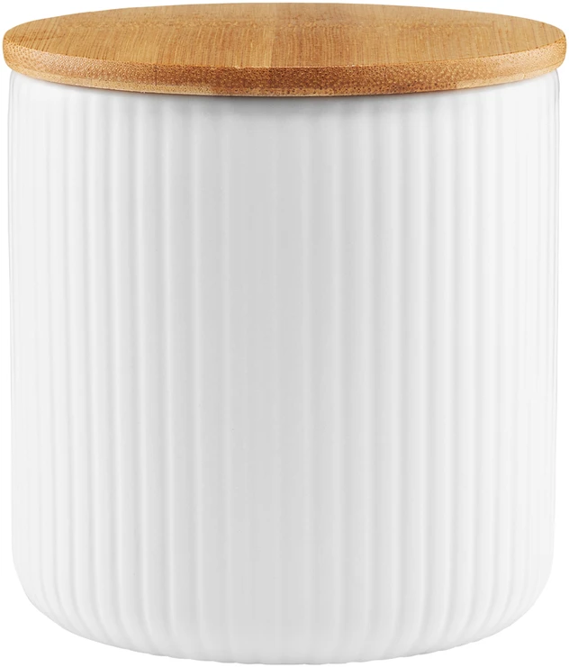 Virtuvinis indas Garbanotas grioveliais su bambukiniu dangteliu baltas 600 ml AMBITION