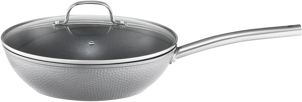 Wok keptuvė su dangčiu su Qualum Basic Bubble danga 28 cm AMBITION