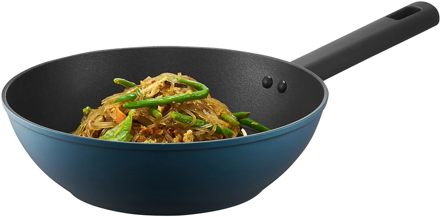 Wok keptuvė su Qualum Basic Azzurro danga 26 cm AMBITION