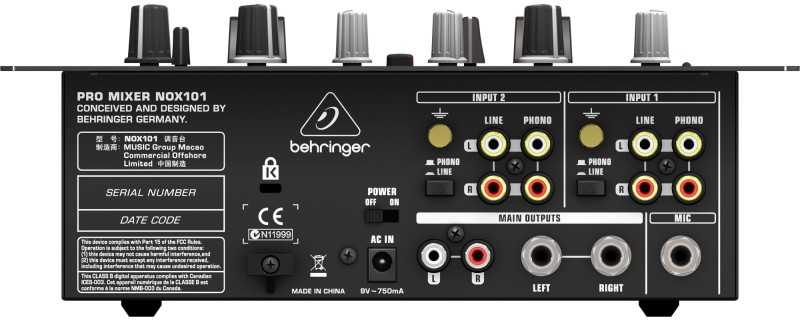 Behringer NOX101 garsų maišiklis 2 kanalai 10 – 90000 Hz