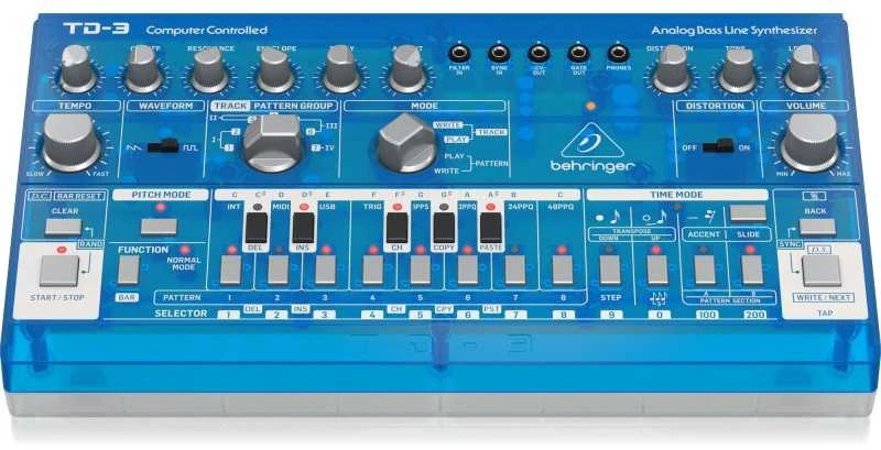 Behringer TD-3-BB bosinės linijos sintezatorius mėlyna permatoma