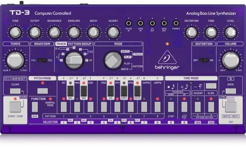 Behringer TD-3-GP bosinės linijos sintezatorius, violetinis