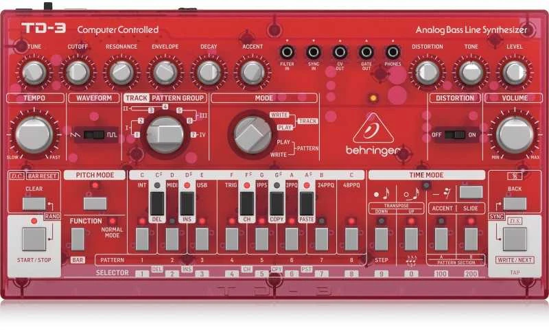 Behringer TD-3-SB boso sintezatorius, raudonas, skaidrus