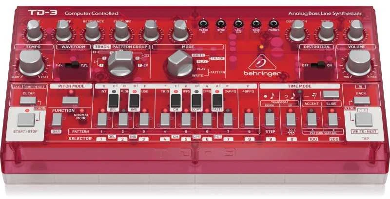 Behringer TD-3-SB boso sintezatorius, raudonas, skaidrus