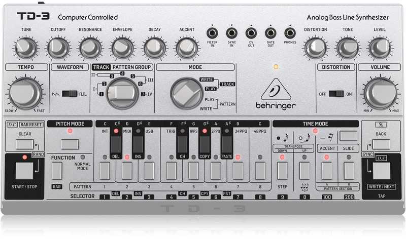 Behringer TD-3-SR bosų sintezatorius, sidabrinis