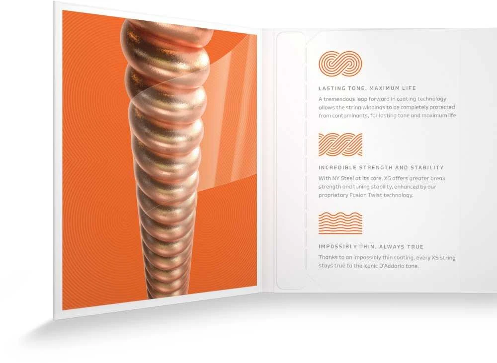Stygos akustinei gitarai D'Addario XSAPB1047 Phosphor bronze