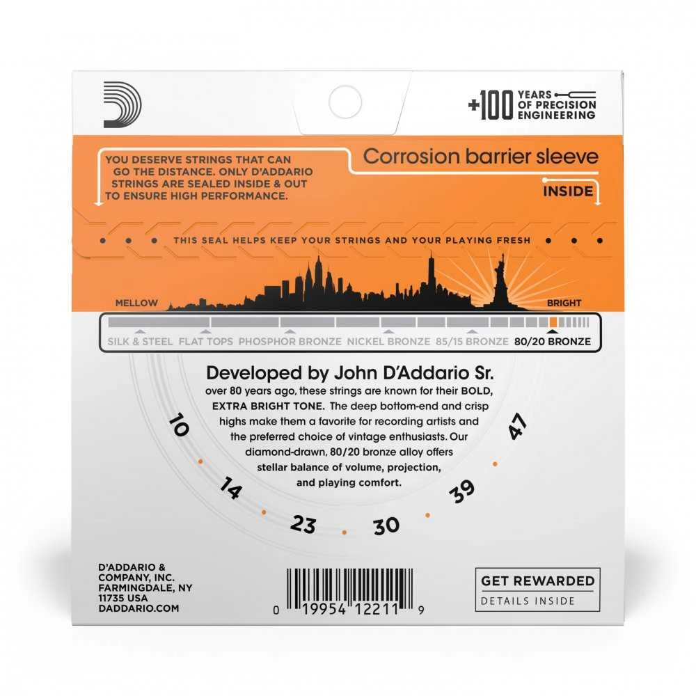 Stygos akustinei gitarai D'Addario EJ10 .010