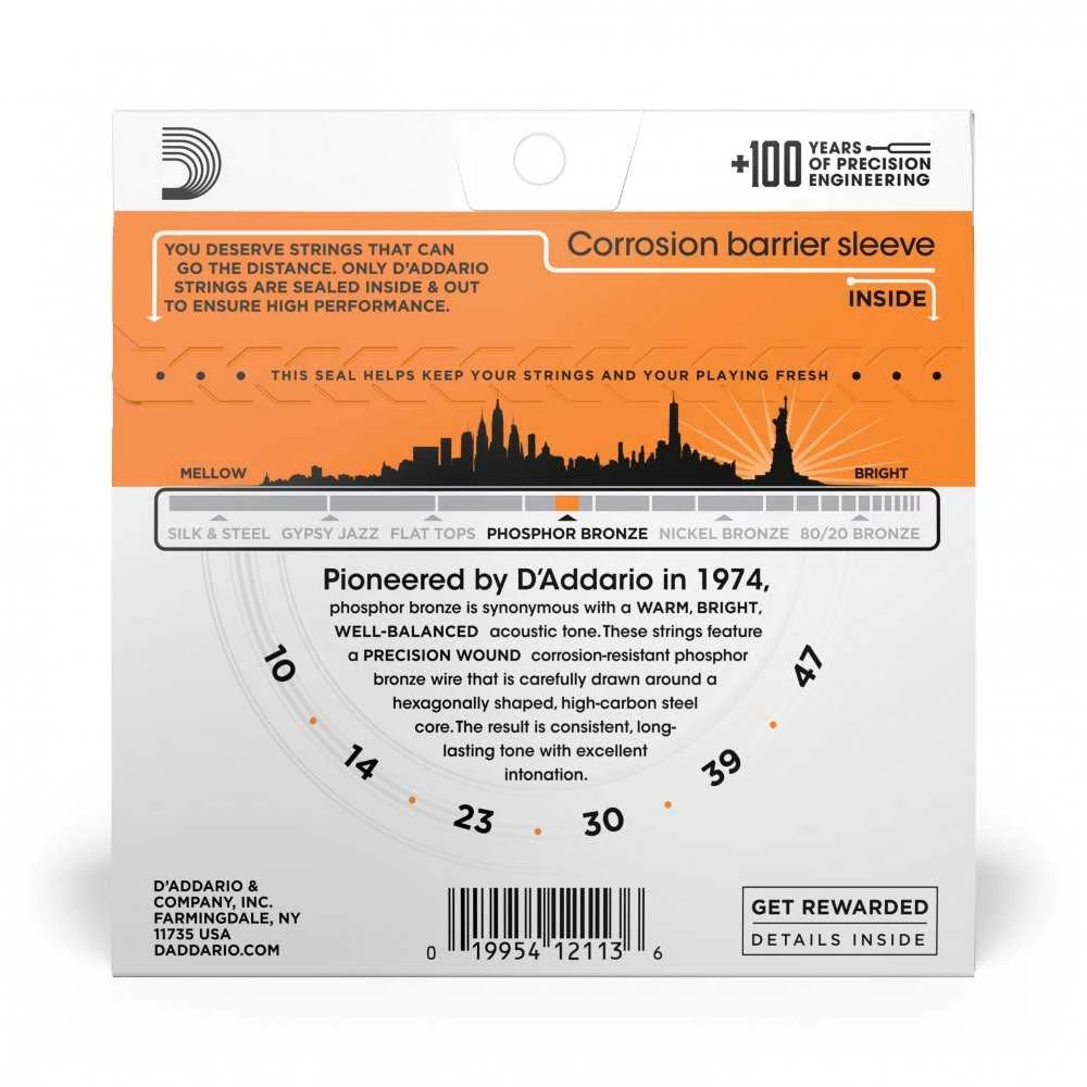 Stygos akustinei gitarai D'Addario EJ15 .010