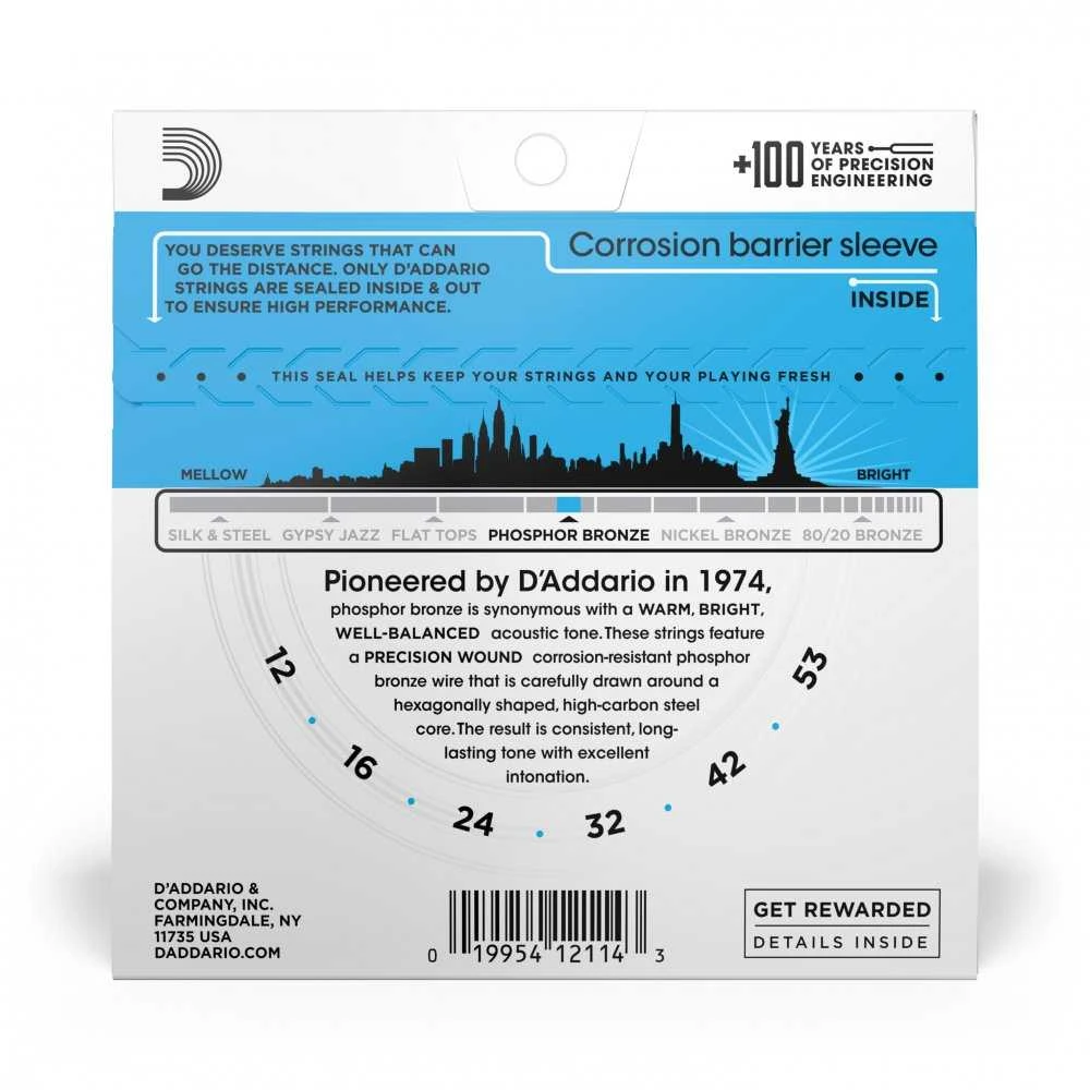Stygos akustinei gitarai D'Addario EJ16 .012