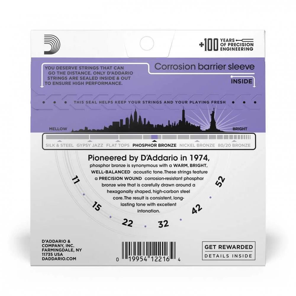 Stygos akustinei gitarai D'Addario EJ26 .011