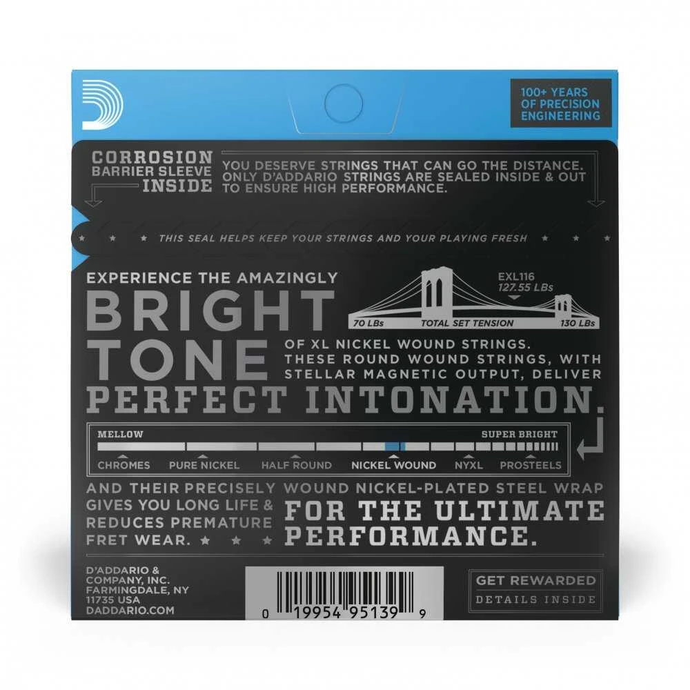 Stygos elektrinei gitarai D'Addario EXL116 .011