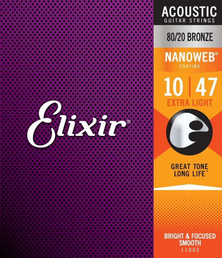 Elixir Strings Eliksyras Stygos ak. gitarai Eliksyras 11002 0.010-0.047 Bronze Nanoweb