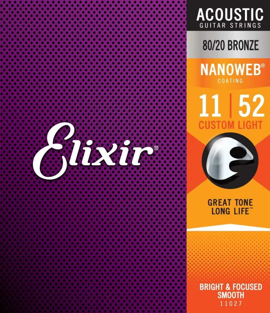 Elixir Strings Eliksyras Stygos ak. gitarai Eliksyras 11027 0.011-0.052 Bronze Nanoweb