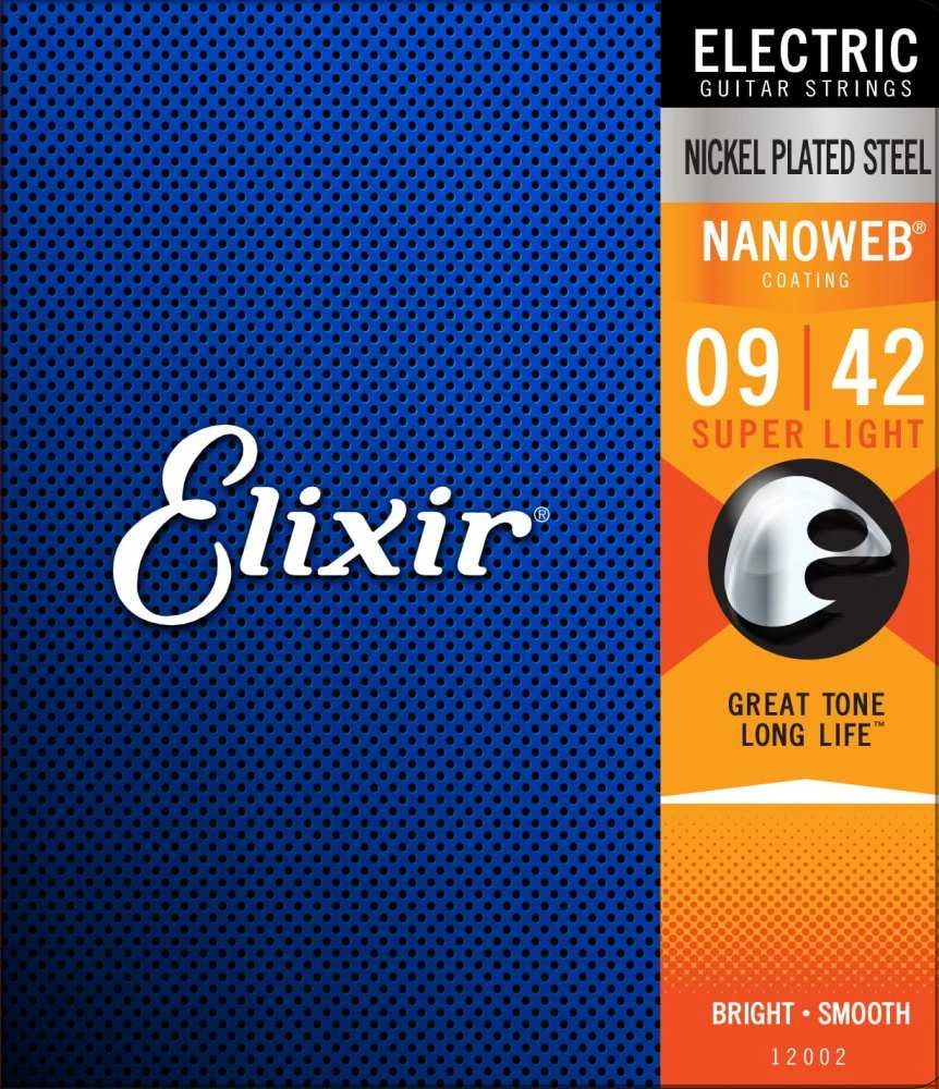 Elixir Strings Eliksyras Stygos el. gitarai Eliksyras 12002 Nanoweb 9-42