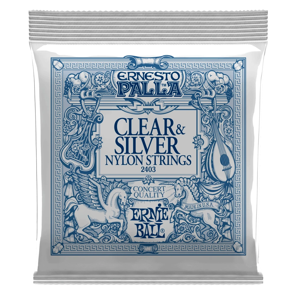 Stygos klasikinei gitarai Ernie Ball 2403 Clear & Sidabrinis