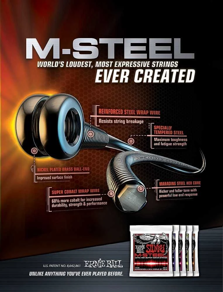Stygos el. gitarai Ernie Ball Slinky M-STEEL 0.010 - 0.046