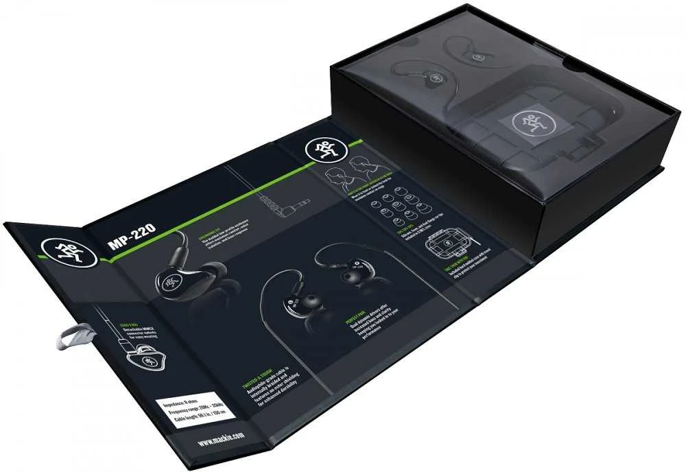 Mackie MP 220 - Monitory Įstatomos į ausis (į ausis įkišamos tipo) ausinės