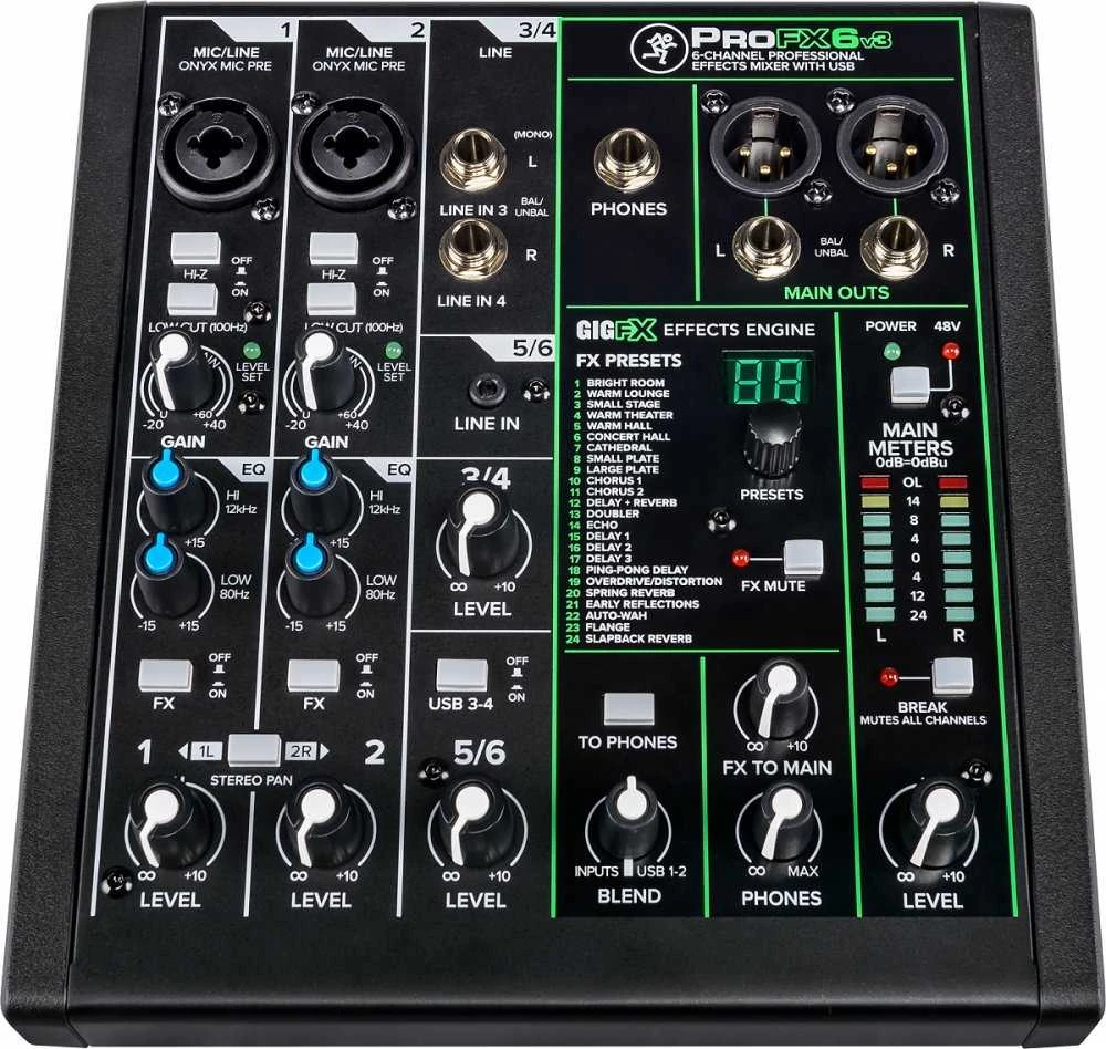 Mackie ProFX6v3 - 6 kanalų analoginis maišytuvas su USB sąsaja, juodas