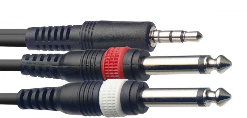 Kabelis 3.5mm Minijack stereo - 2x6.3 Jack 3m Stagg SYC3/MPSB2P E
