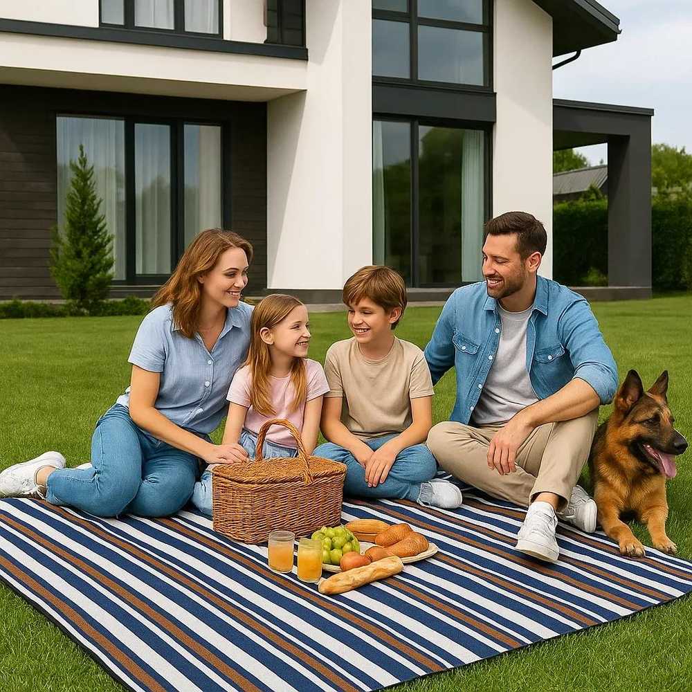 Active Neperšlampama iškylų antklodė 200x200 cm dryžiai